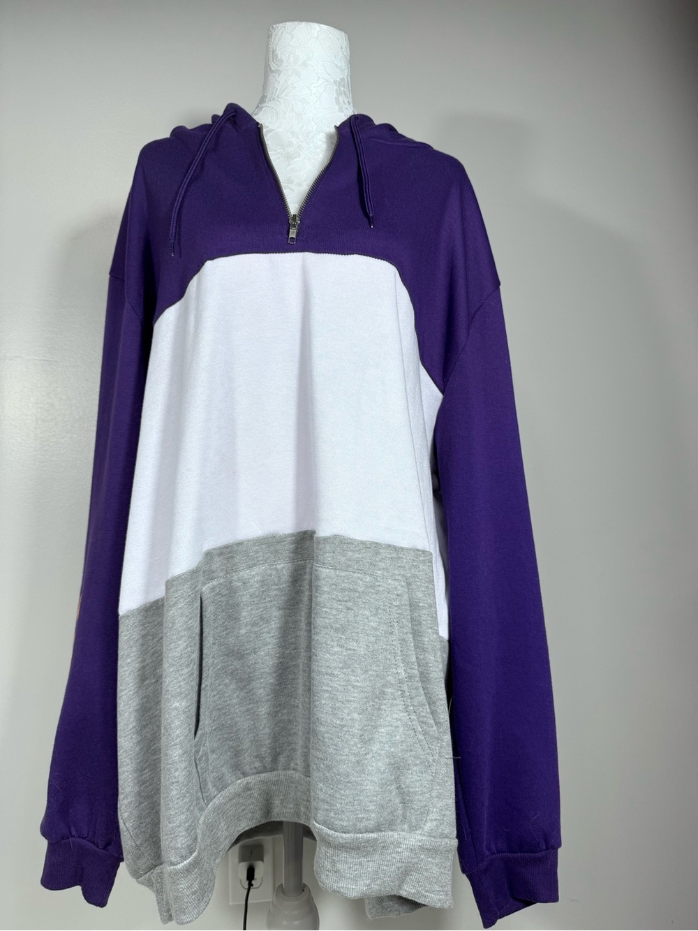 Rue21 Purple White Gray Colorblock Half-Zip Hoodie Sweater